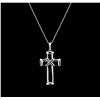 Image 2 : 0.12ctw Black Diamond Cross Pendant With Chain - 14KT White Gold