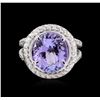 Image 2 : 5.50ct Tanzanite and Diamond Ring - Platinum