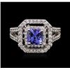 Image 1 : 14KT White Gold 1.38ct Tanzanite and Diamond Ring