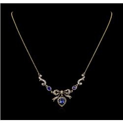 1.63ctw Sapphire and Diamond Necklace - 18KT Yellow Gold