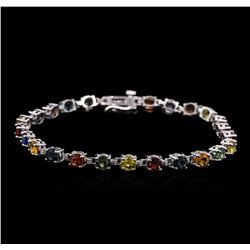 10.35ctw Multi Color Sapphire Bracelet - 14KT White Gold