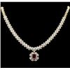 Image 1 : 4.77ct Ruby and Diamond Necklace - 14KT Yellow Gold