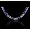 Image 1 : 14KT White Gold 31.90ctw Tanzanite and Diamond Necklace