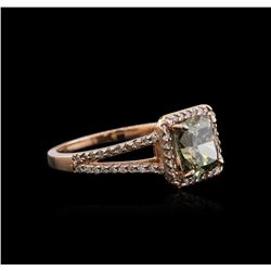 14KT Rose Gold 2.63ctw Fancy Green Diamond Ring