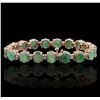 14KT Rose Gold 20.90ctw Emerald and Diamond Bracelet