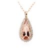 Image 2 : 14KT Rose Gold GIA Certified 23.45ct Morganite and Diamond Pendant With Chain