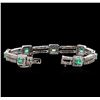 Image 3 : 2.84ctw Emerald and Diamond Bracelet - 14KT White Gold