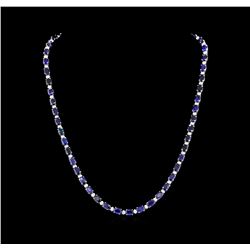 26.50ctw Blue Sapphire and Diamond Necklace - 14KT White Gold