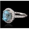 14KT White Gold 5.77ct Blue Zircon and Diamond Ring
