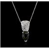 14KT White Gold 2.12ct Green Tourmaline and Diamond Pendant With Chain