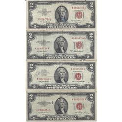 Lot of 10 Assorted United States Red Seal $2 Bills