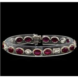 13.02ctw Ruby and Diamond Bracelet - 18KT White Gold