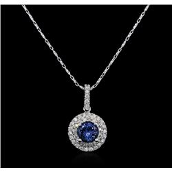 14KT White Gold 1.49ct Tanzanite and Diamond Pendant With Chain