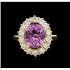 Image 2 : 5.77ct Kunzite and Diamond Ring - 14KT Yellow Gold