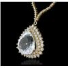 Image 5 : 14KT Yellow Gold GIA Certified 17.51ct Aquamarine and Diamond Necklace