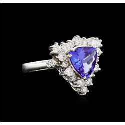 2.10ct Tanzanite and Diamond Ring - 14KT White Gold