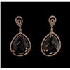Image 1 : 25.12ctw Smoky Quartz and Diamond Earrings - 14KT Rose Gold