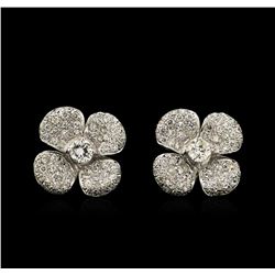 1.98ctw Diamond Clover Earrings - 18KT White Gold