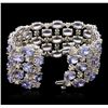 Image 3 : 14KT White Gold 48.00ctw Tanzanite and Diamond Bracelet