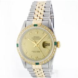 Rolex 14KT Two-Tone Diamond And Emerald DateJust Men's Watch