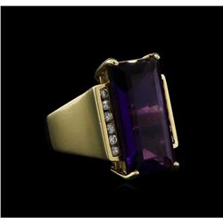 8.30ct Amethyst and Diamond Ring - 14KT Yellow Gold