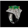 Image 4 : 6.42ct Emerald and Diamond Ring - 18KT White Gold