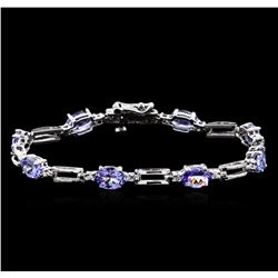 5.87ctw Tanzanite and Diamond Bracelet - 14KT White Gold