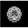 Image 1 : 4.70ct Aquamarine and Diamond Ring - 18KT White Gold
