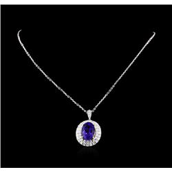 14KT White Gold GIA Certified 17.92ct Tanzanite and Diamond Pendant With Chain