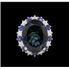 Image 2 : 14KT White Gold 20.82ct Topaz, Sapphire and Diamond Ring