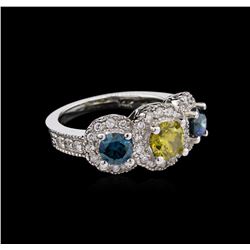 2.24ctw Yellow and Blue Diamond Ring - 14KT White Gold