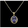 4.45ct Tanzanite and Diamond Necklace - 14KT Yellow Gold
