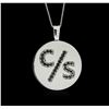 14KT White Gold 0.35ctw Black Diamond Pendant With Chain
