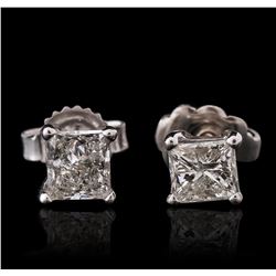 14KT White Gold 0.90ctw Diamond Solitaire Earrings