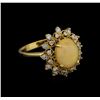Image 1 : 1.76ct Opal and Diamond Ring - 14KT Yellow Gold