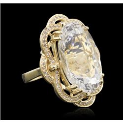 14KT Yellow Gold 22.07ct Aquamarine and Diamond Ring