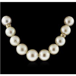 14KT Yellow Gold Cultured Pearl and Diamond Necklace