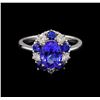 Image 2 : 2.55ct Tanzanite, Sapphire and Diamond Ring - 14KT White Gold