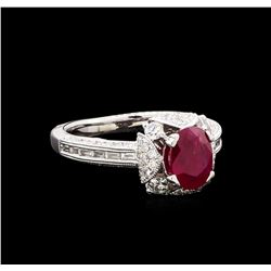 1.17ct Ruby and Diamond Ring - 18KT White Gold