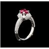 Image 4 : 1.17ct Ruby and Diamond Ring - 18KT White Gold