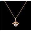 Image 1 : 0.05ctw Pearl and Diamond Pendant - 14KT Rose Gold