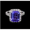 Image 2 : 5.58ct Tanzanite and Diamond Ring - 14KT White Gold