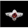 Image 2 : 1.02ct Red Sapphire and Diamond Ring - 14KT White Gold
