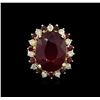 Image 2 : 17.11ctw Ruby and Diamond Ring - 14KT Yellow Gold