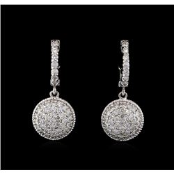 1.30ctw Diamond Dangle Earrings - 14KT White Gold