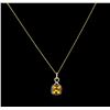 Image 1 : 3.80ct Citrine and Diamond Pendant With Chain - 14KT Yellow Gold