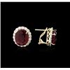 Image 2 : 12.36ctw Ruby and Diamond Earrings - 14KT Yellow Gold
