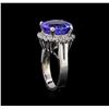 Image 4 : 9.58ct Tanzanite and Diamond Ring - 14KT White Gold
