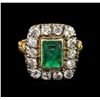 Image 2 : 1.62ct Emerald and Diamond Ring - 18KT Yellow Gold
