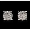 1.10ctw Diamond Stud Earrings - 14KT White Gold